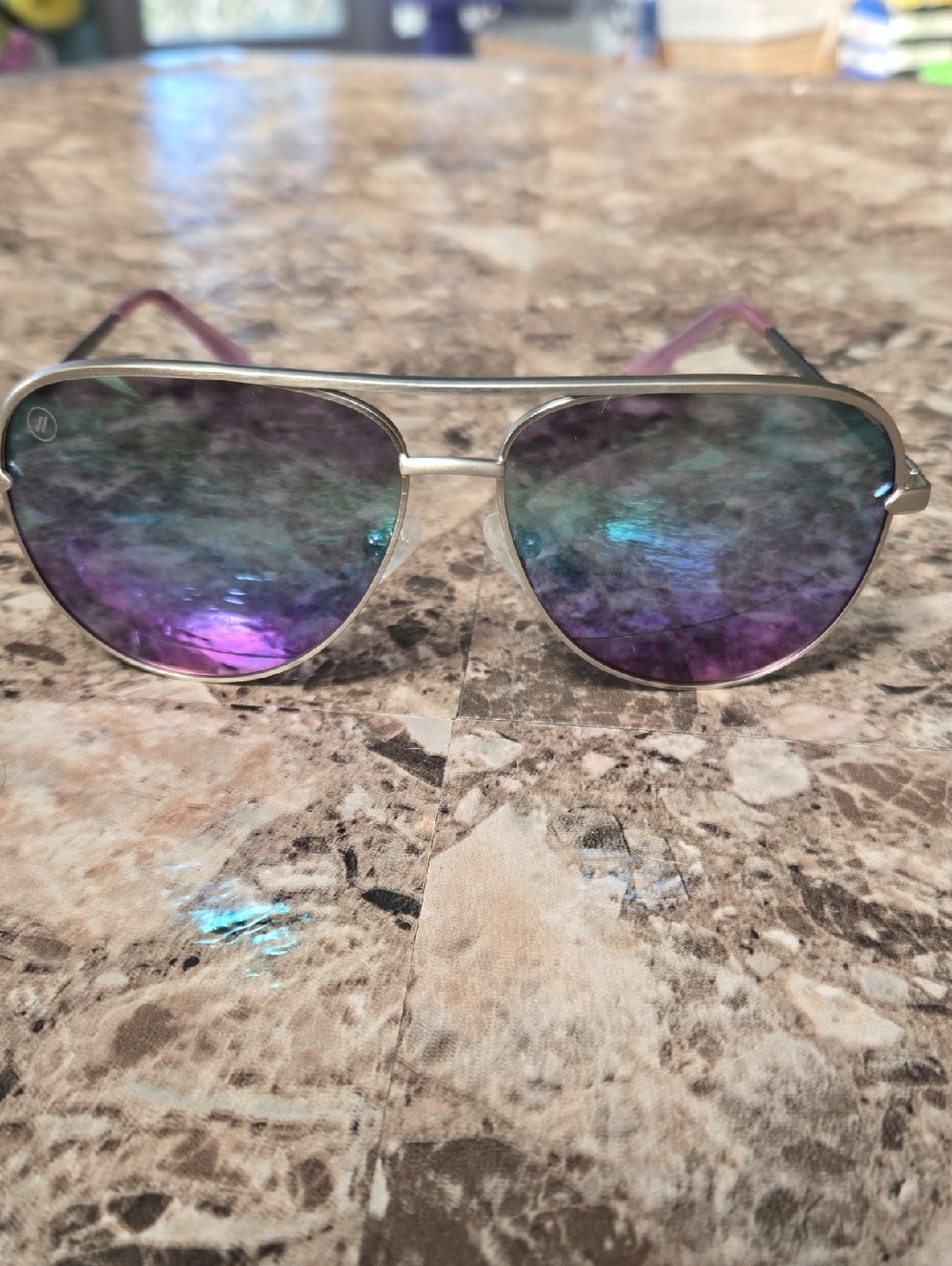 Blender Zero Gravity Aviator Sunglasses with Purple-Blue Mirrored Lenses